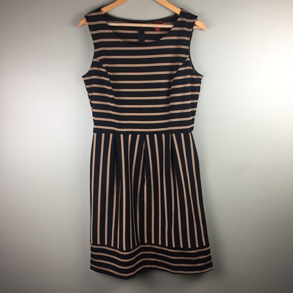 Merona Dresses & Skirts - Merona striped brown black midi dress with pockets